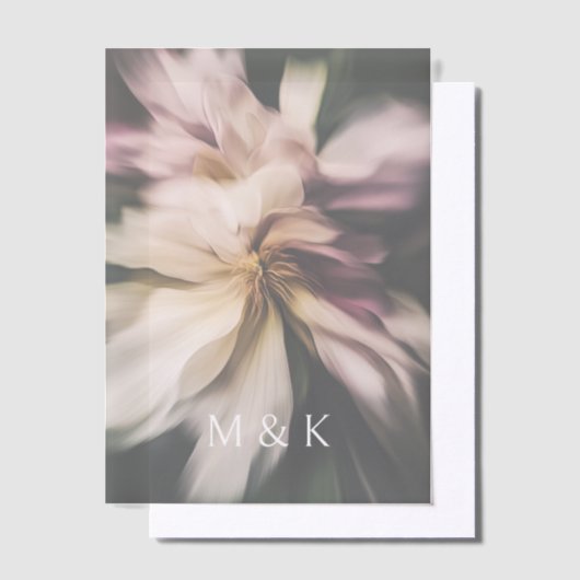 Moderne bloemen aangepaste bruiloft monogram vellum uitnodigingen (Offset)
