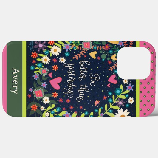 Moderne Bloemen Aangepaste Naam Leuk Offerte Case-Mate iPhone Case (Achterkant (horizontaal))