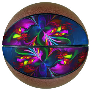 Moderne Bloemen Abstracte Kunst Rood Blauw Patroon Basketbal