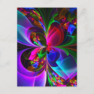 Moderne Bloemen Abstracte Kunst Rood Blauw Patroon Briefkaart