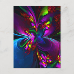 Moderne Bloemen Abstracte Kunst Rood Blauw Patroon Briefkaart