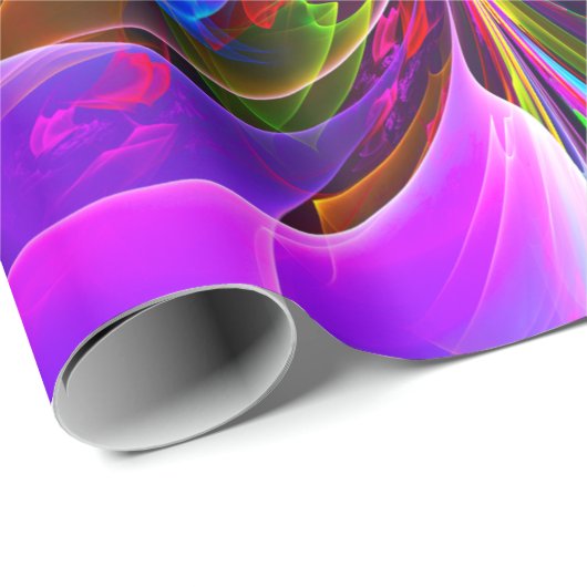 Moderne Bloemen Abstracte Kunst Rood Blauw Patroon Cadeaupapier (Rol Hoek)