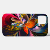Moderne Bloemen Abstracte Kunst Rood Blauw Patroon Case-Mate iPhone Case (Achterkant (horizontaal))