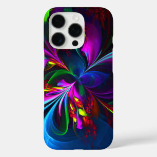 Moderne Bloemen Abstracte Kunst Rood Blauw Patroon iPhone 16 Pro Hoesje