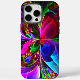 Moderne Bloemen Abstracte Kunst Rood Blauw Patroon iPhone 16 Pro Max Hoesje