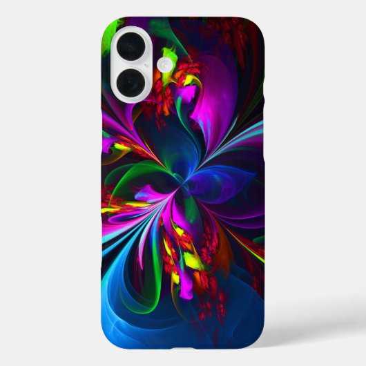 Moderne Bloemen Abstracte Kunst Rood Blauw Patroon Case-Mate iPhone Case (Achterkant)