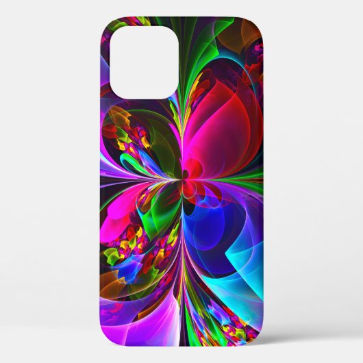 Moderne Bloemen Abstracte Kunst Rood Blauw Patroon Case-Mate iPhone Case (Achterkant)