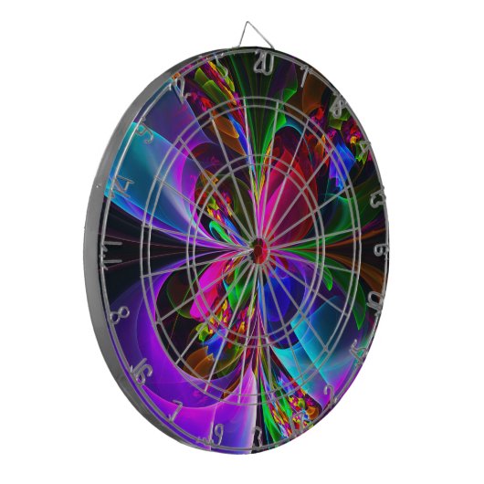 Moderne Bloemen Abstracte Kunst Rood Blauw Patroon Dartbord (Voorkant Links)