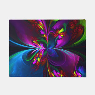 Moderne Bloemen Abstracte Kunst Rood Blauw Patroon Deurmat