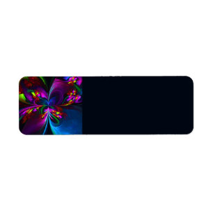 Moderne Bloemen Abstracte Kunst Rood Blauw Patroon Etiket