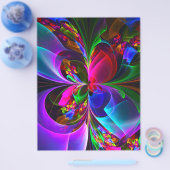 Moderne Bloemen Abstracte Kunst Rood Blauw Patroon Flyer (Enkel)