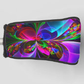 Moderne Bloemen Abstracte Kunst Rood Blauw Patroon Golfheadcover (Voorkant)