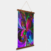 Moderne Bloemen Abstracte Kunst Rood Blauw Patroon Hangend Wandkleed (Gebogen)