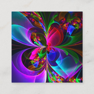 Moderne Bloemen Abstracte Kunst Rood Blauw Patroon Informatiekaartje