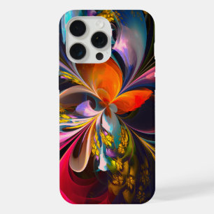 Moderne Bloemen Abstracte Kunst Rood Blauw Patroon iPhone 15 Pro Max Hoesje
