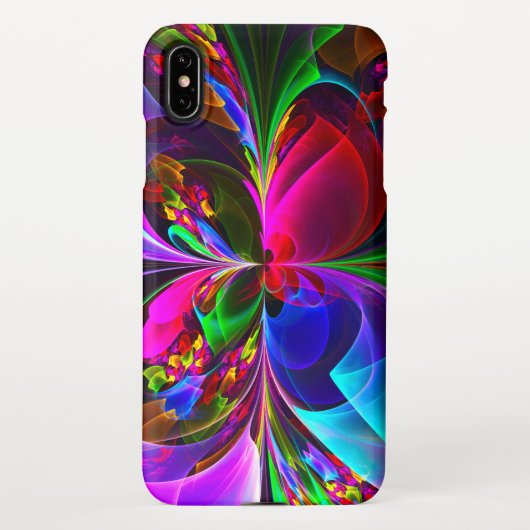 Moderne Bloemen Abstracte Kunst Rood Blauw Patroon iPhone Hoesje (Achterkant)