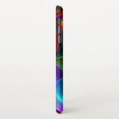 Moderne Bloemen Abstracte Kunst Rood Blauw Patroon iPhone Hoesje (Linkerkant)