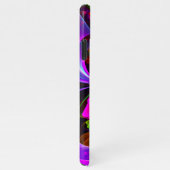 Moderne Bloemen Abstracte Kunst Rood Blauw Patroon iPhone Hoesje (Rechterkant)