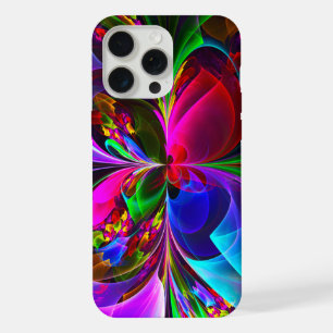 Moderne Bloemen Abstracte Kunst Rood Blauw Patroon iPhone 15 Pro Max Hoesje
