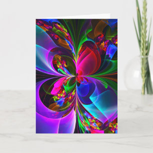 Moderne Bloemen Abstracte Kunst Rood Blauw Patroon Kaart