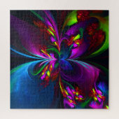 Moderne Bloemen Abstracte Kunst Rood Blauw Patroon Legpuzzel (Verticaal)