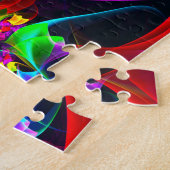 Moderne Bloemen Abstracte Kunst Rood Blauw Patroon Legpuzzel (Zijkant)