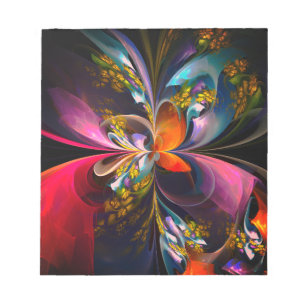 Moderne Bloemen Abstracte Kunst Rood Blauw Patroon Notitieblok