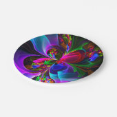 Moderne Bloemen Abstracte Kunst Rood Blauw Patroon Papieren Bordje (Gekanteld)