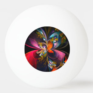 Moderne Bloemen Abstracte Kunst Rood Blauw Patroon Pingpongballen