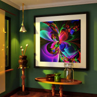 Moderne Bloemen Abstracte Kunst Rood Blauw Patroon