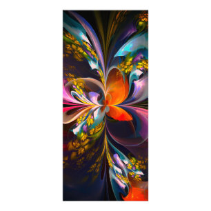Moderne Bloemen Abstracte Kunst Rood Blauw Patroon Reclamekaart