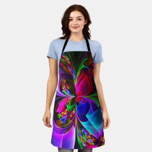 Moderne Bloemen Abstracte Kunst Rood Blauw Patroon Schort
