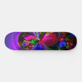 Moderne Bloemen Abstracte Kunst Rood Blauw Patroon Skateboard (Horizontaal)