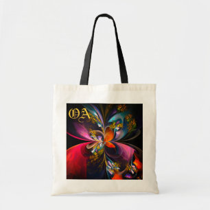 Moderne Bloemen Abstracte Kunst Rood Blauw Patroon Tote Bag