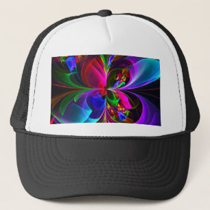 Moderne Bloemen Abstracte Kunst Rood Blauw Patroon Trucker Pet