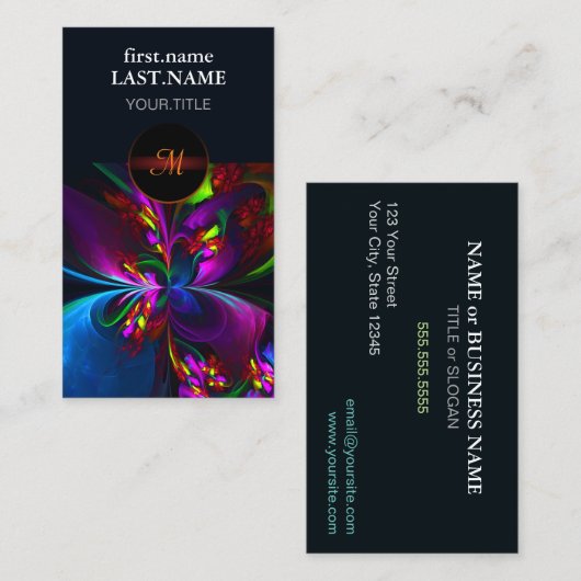 Moderne Bloemen Abstracte Kunst Rood Blauw Patroon Visitekaartje (Voorkant / Achterkant)