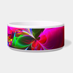 Moderne Bloemen Abstracte Kunst Rood Blauw Patroon Voerbakje