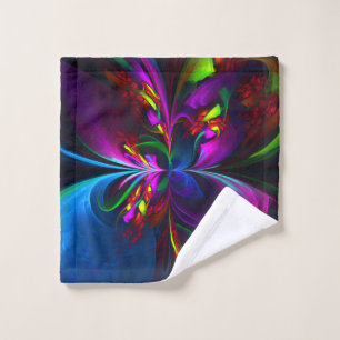 Moderne Bloemen Abstracte Kunst Rood Blauw Patroon Washandje