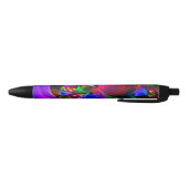 Moderne Bloemen Abstracte Kunst Rood Blauw Patroon Zwarte Inkt Pen (Bodem)