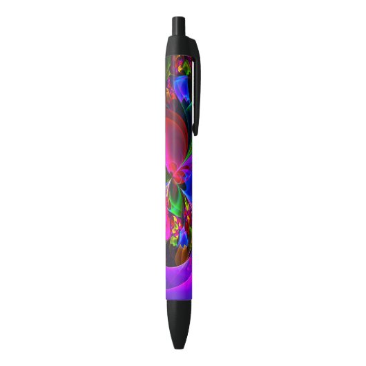 Moderne Bloemen Abstracte Kunst Rood Blauw Patroon Zwarte Inkt Pen (Achterkant (Verticaal))