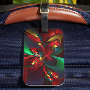 Moderne Bloemen Abstracte Kunst Rood Groen Patroon Bagagelabel