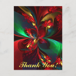 Moderne Bloemen Abstracte Kunst Rood Groen Patroon Briefkaart