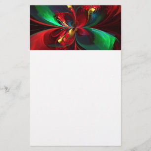 Moderne Bloemen Abstracte Kunst Rood Groen Patroon Briefpapier
