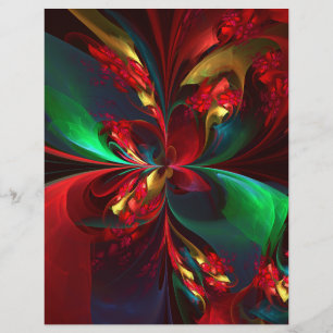Moderne Bloemen Abstracte Kunst Rood Groen Patroon Flyer