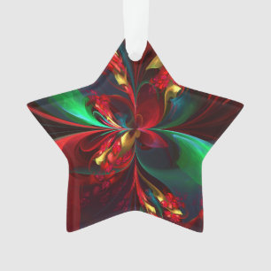 Moderne Bloemen Abstracte Kunst Rood Groen Patroon Ornament