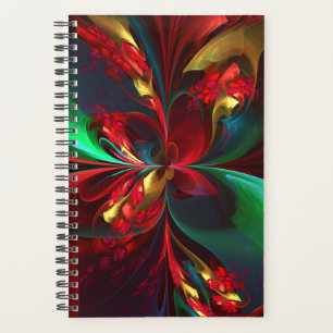 Moderne Bloemen Abstracte Kunst Rood Groen Patroon Planner