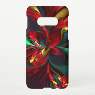 Moderne Bloemen Abstracte Kunst Rood Groen Patroon Samsung Galaxy S10E Hoesje