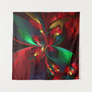Moderne Bloemen Abstracte Kunst Rood Groen Patroon Wandkleed