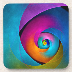 Moderne Bloemen Abstracte Kunst Roze Blauw Patroon Bier Onderzetter