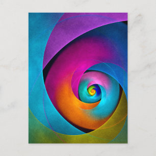 Moderne Bloemen Abstracte Kunst Roze Blauw Patroon Briefkaart
